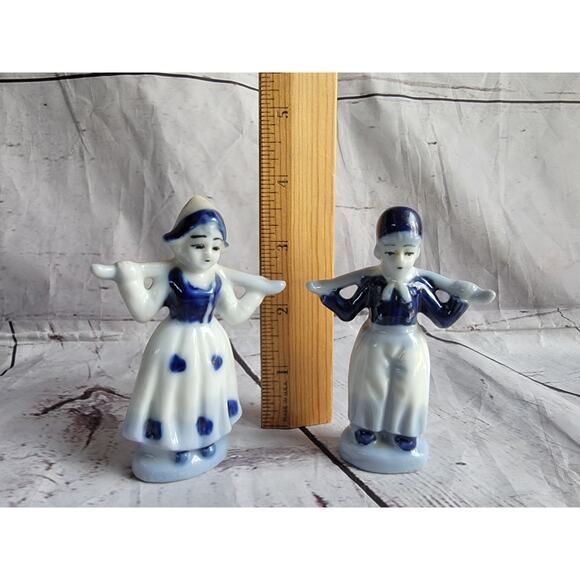 Vintage Dutch Boy Girl Figurines Blue & White Porcelain Set Occupied Japan - Picture 4 of 9